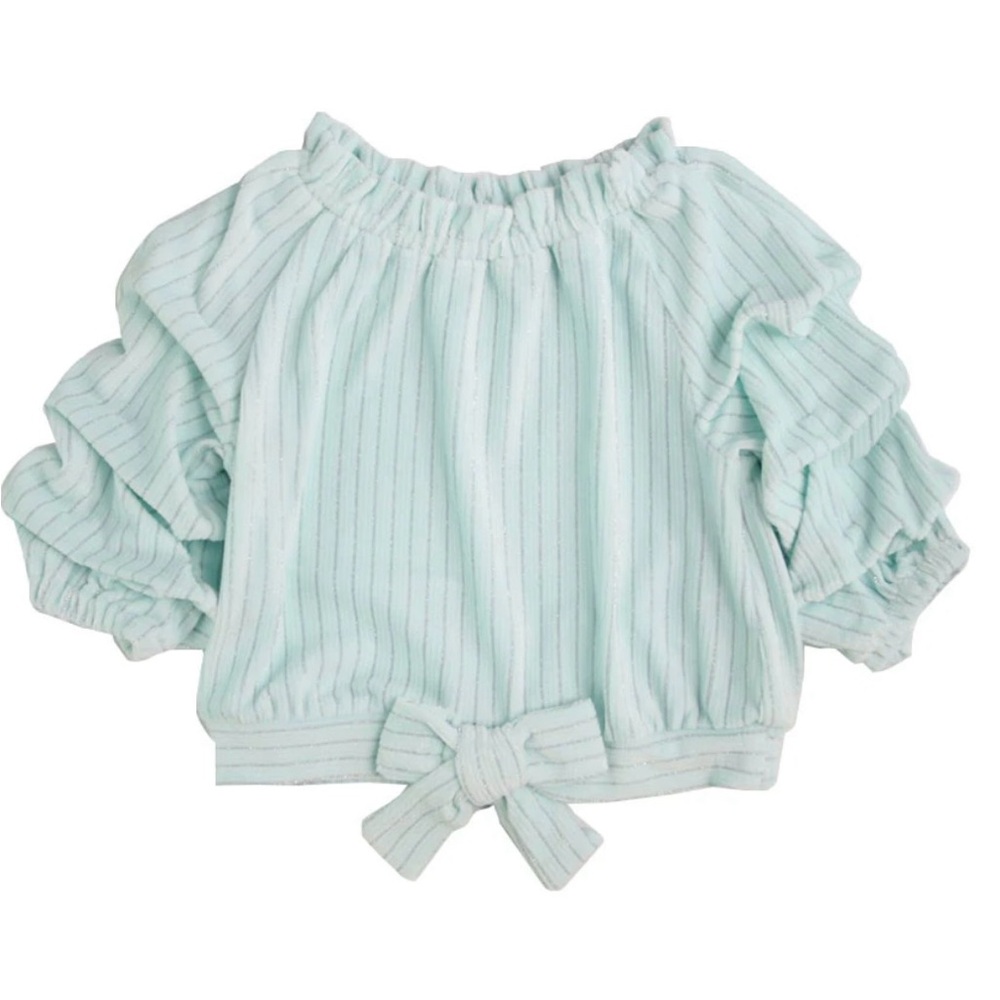 NWT Habitual, Sparkle-Striped Velour Top (Girls 7-16) Color-Aqua